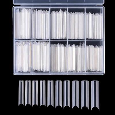 100 Stück XL Extra Lange Quadratische Falsche Nagelspitzen Verlängerung C Gebogene Quadratische Gerade Gefälschte Nagelkunstspitze CU Gebogene Halbabdeckung Acryl