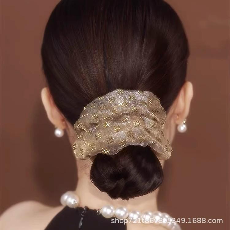 

Элегантная повязка для волос из органзы в клетку 2024 года - двухслойный цветочный аксессуар для женщин