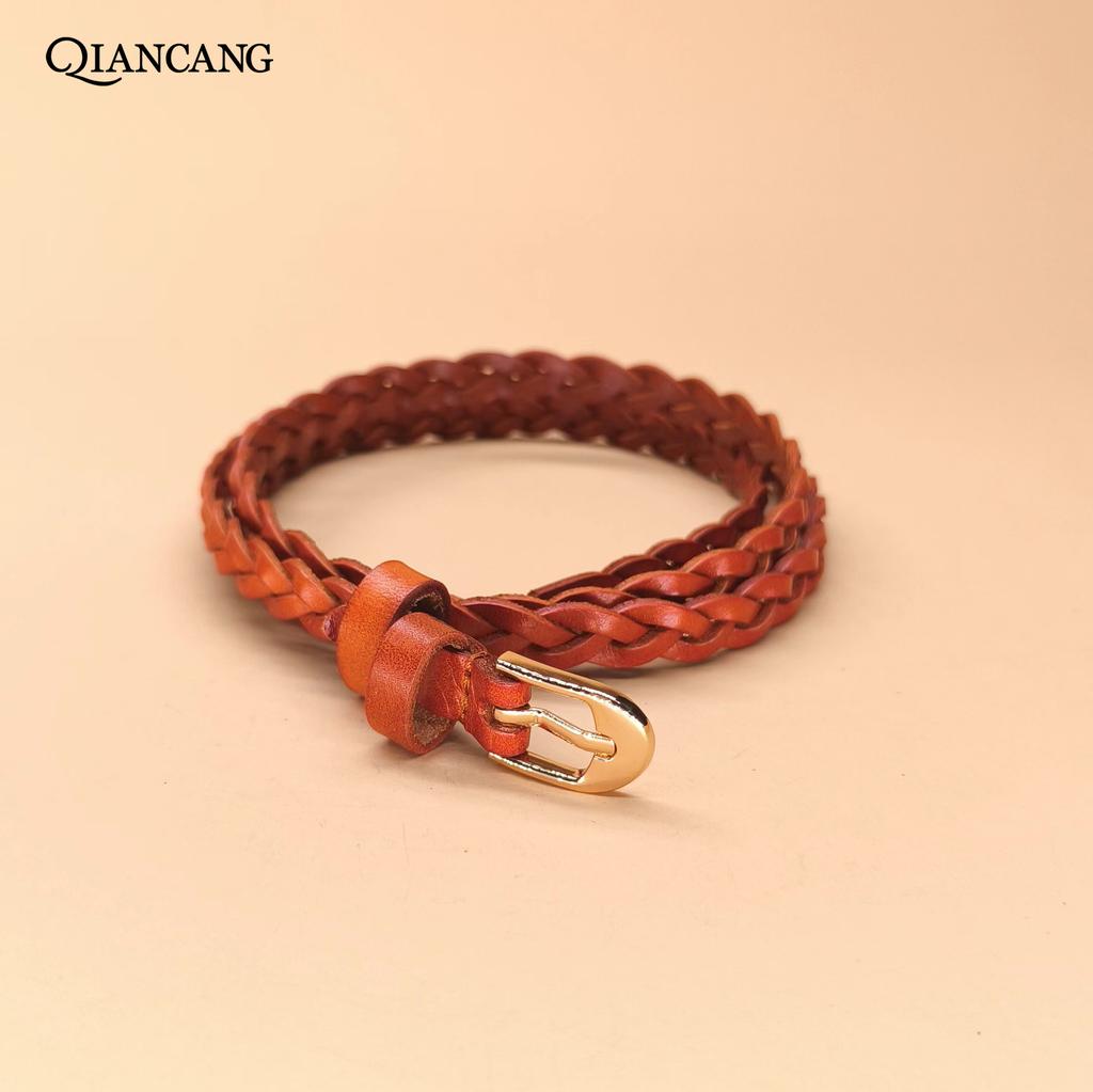 Handmade First-layer Tree Paste Bark Woven Women's Pin Buckle Belt Fashionable and Versatile Decoration