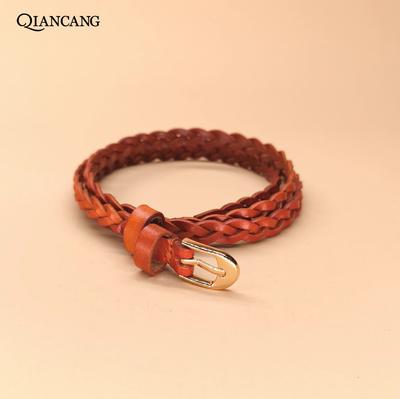 Ladies Handmade First Layer Tree Paste Bark Braided Pin Buckle Decorative Leather Belt