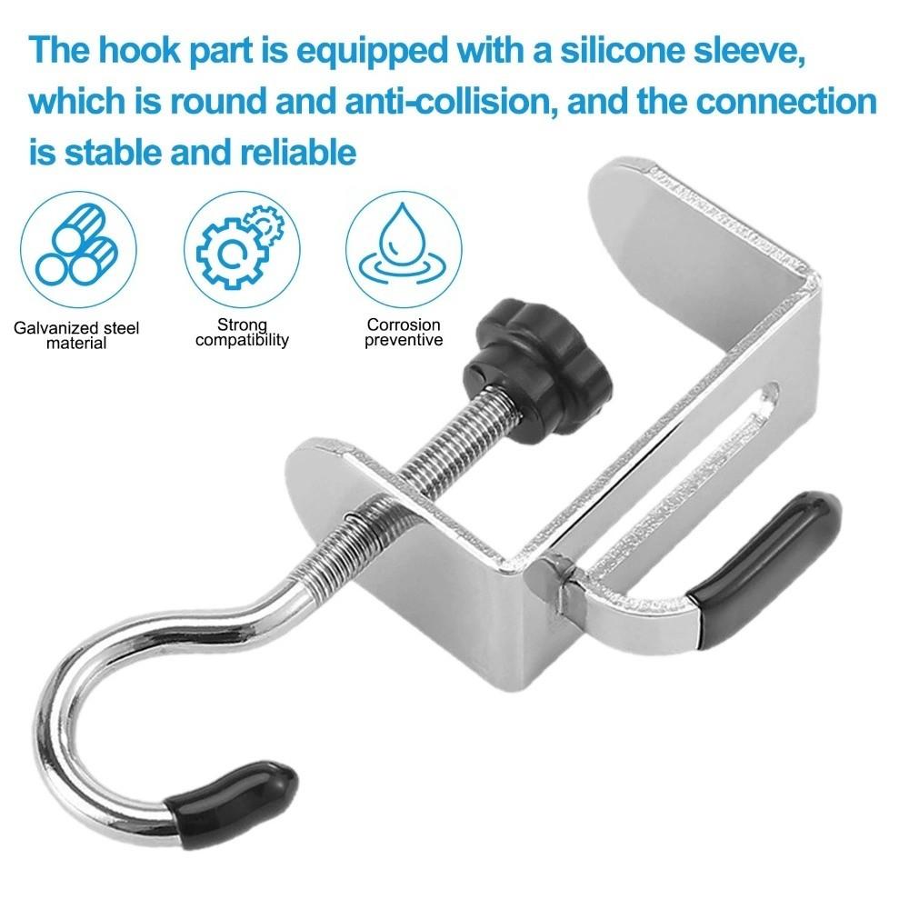 2pcs Punch-free Desk Edge Hook Detachable Headphone Hanging Hook Double Hook Home Office Organizer