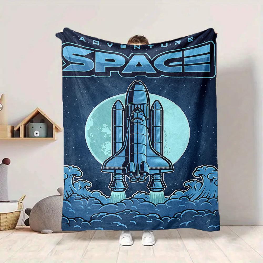 1pc Adventure Space Lightweight Flannel Blanket, Comfortable and Warm Blanket, for Office and Camping Sofa Bed, Livingroom026