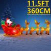 11.8FT LED Inflatable Christmas Yard Decora Santa Sleigh 3 Reindeer Xmas Toy Christmas Supplies Home Ornament Gift Holiday Decor