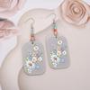 Light Gray Retro Geometric Flower Print Acrylic Earrings for Women