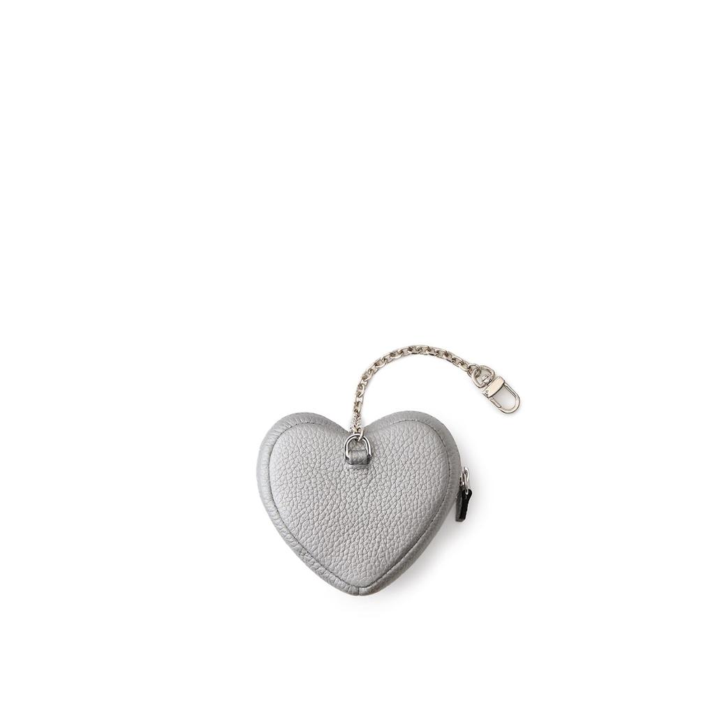 Bonaventura Mini-Tasche mit Kette, Schrumpfleder (Herz) [Silber], Münzbörse, Europäisches Echtes Leder, Geschenk, BCCT7-SI