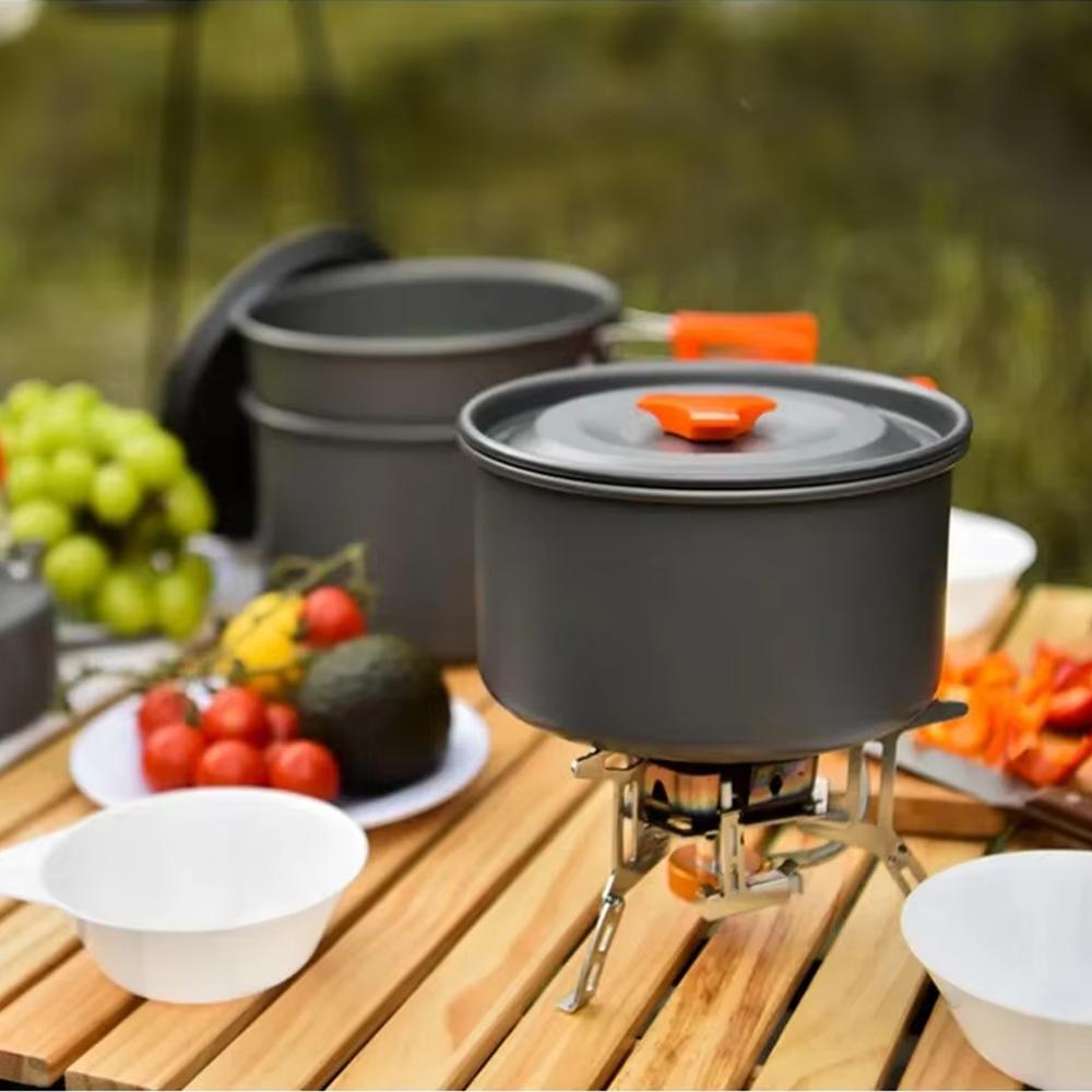 Camping Tableware Outdoor Cookware Set Pots Tourist Dishes Bowler Kitchen Equipment Gear Utensils Hiking Picnic Travel Equipment