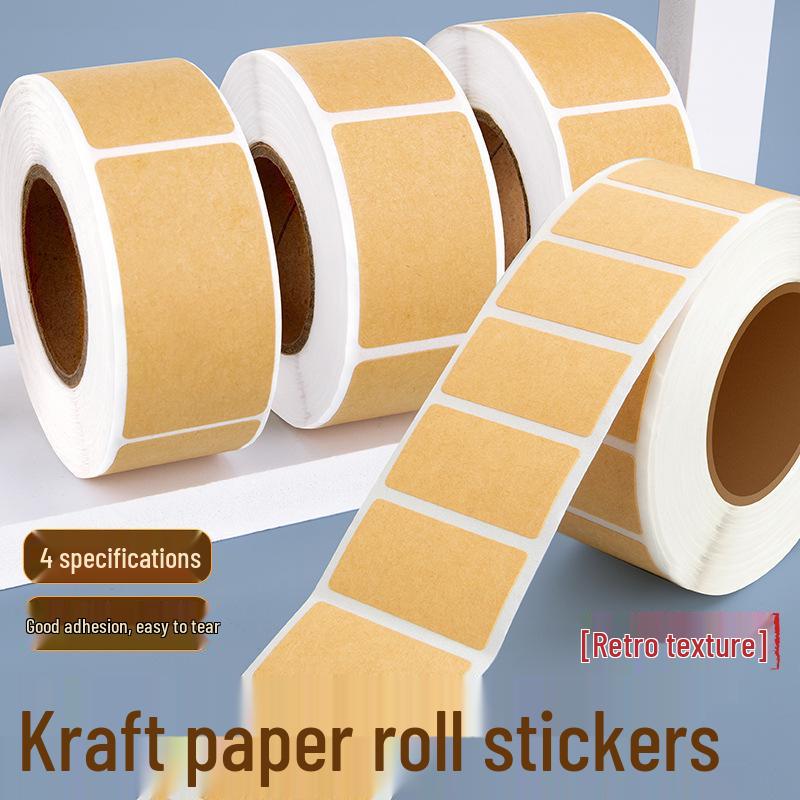 Waterproof Kraft Paper Memo Stickers - Self-Adhesive, Writable, Blank Label Roll