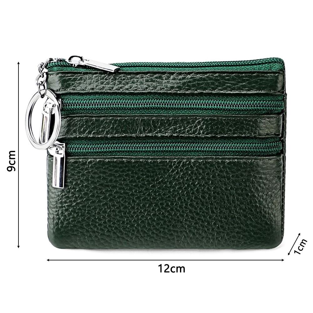 Durable PU Leather Money Coin Purse Waterproof with Key Ring Credit Card Holoder Wear-resistant Zipper Pocket Purse Maiden