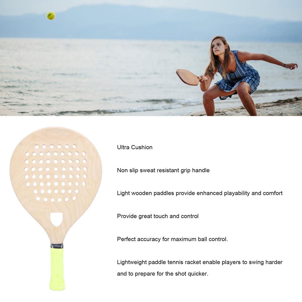 Beach Tennis Paddle Lightweight Wooden Beach Tennis Racket Better Control Anti Slip