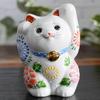Cute Kutani Ware Figurine from Waza No Featuring a Beckoning Cat In a Flower Garden A Perfect Gift for Store and 88th Maneki-neko Kura, Raised-arm