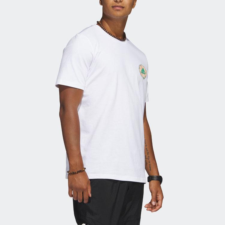 adidas T Shirts Men's White Crew Neck Moderate Straight Fit IC7750