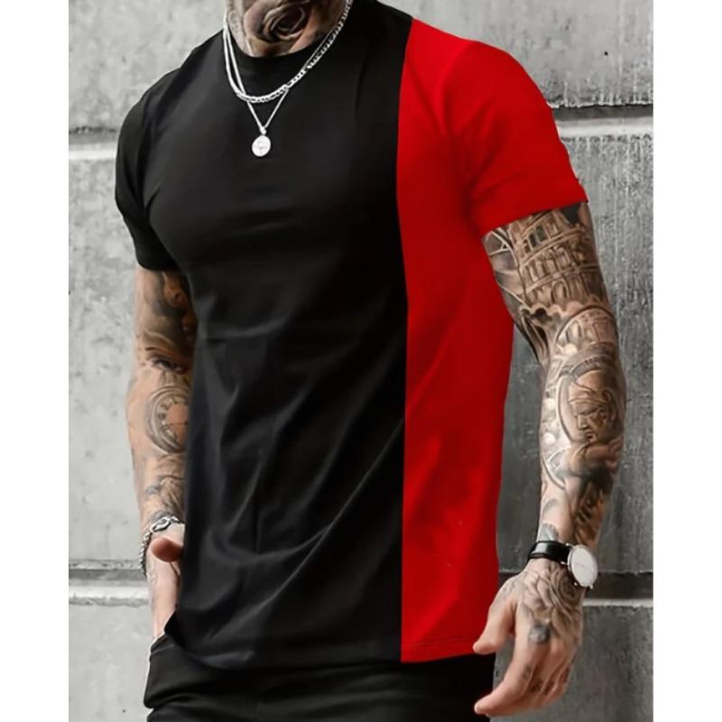 Men's Summer Business Leisure Comfortable Multi Style Fashionable 3D T-shirt- Soft Medium Stretch Polyester Fabric Summer Mens Relaxed Fit Clothing