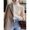 Women's White Knit Sweater: Half High Neck, Versatile Inner Wear for Autumn/Winter 2025