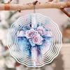 Metal Wind Spinner with 3D Rose Floral Cross Design Rotating Outdoor Garden Decor for Yard Patio Balcony