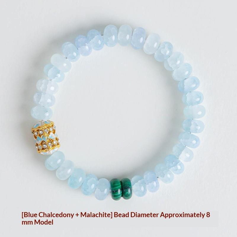 Fresh Blue Chalcedony Elegant Bracelet Exquisite Artificial Pearl Meditation Beads Yoga Jewelry Gift for Women Girls