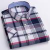 Herren 100% Baumwolle Mehrfarbig Kariert Oxford Hemden Kurzarm Regular Fit Kragen Freizeit Button-Down-Hemd mit Tasche