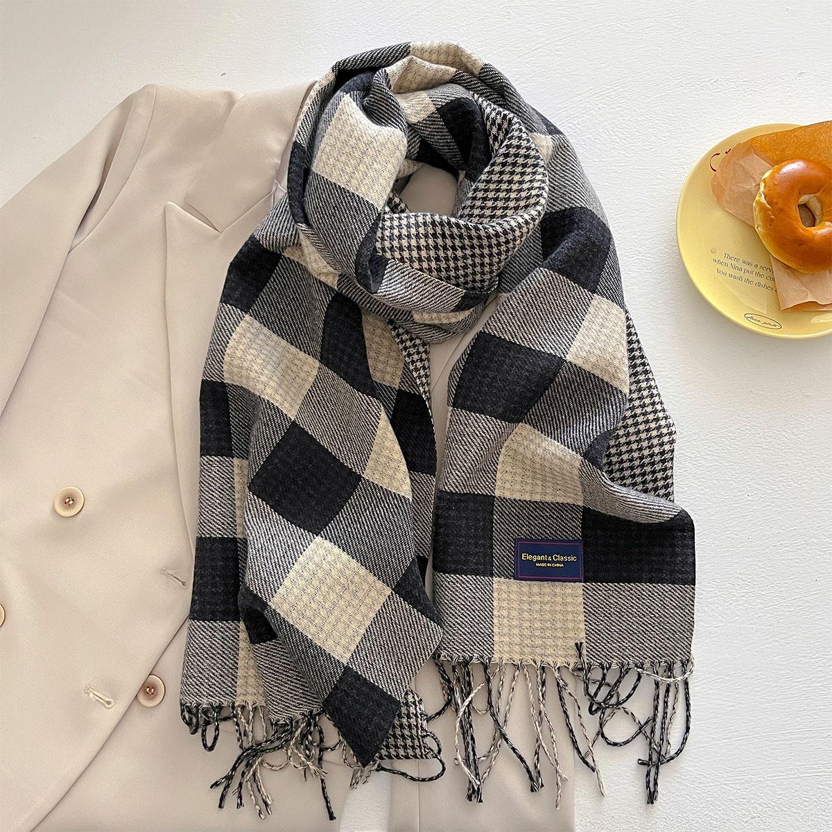 

Long Thickened Warm Scarf For Women 40*200Cm Tassel Pashmina Shawl Faux Cashmere Warps Autumn Winter High Quality Blanket