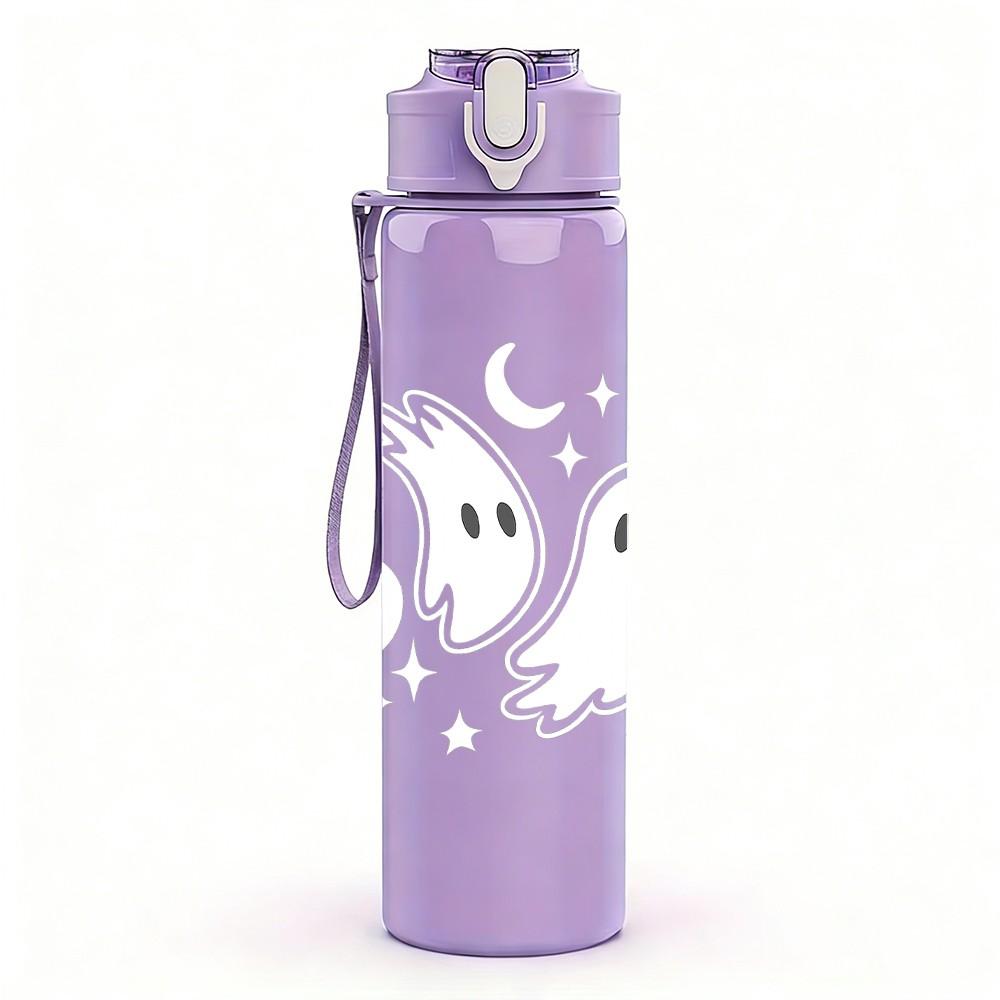 1PC Simple Boo Letter Design 750ml Color Plastic Sports Water Bottle Leakproof Flip Straw Lid Suitable for Sports Office Home Use