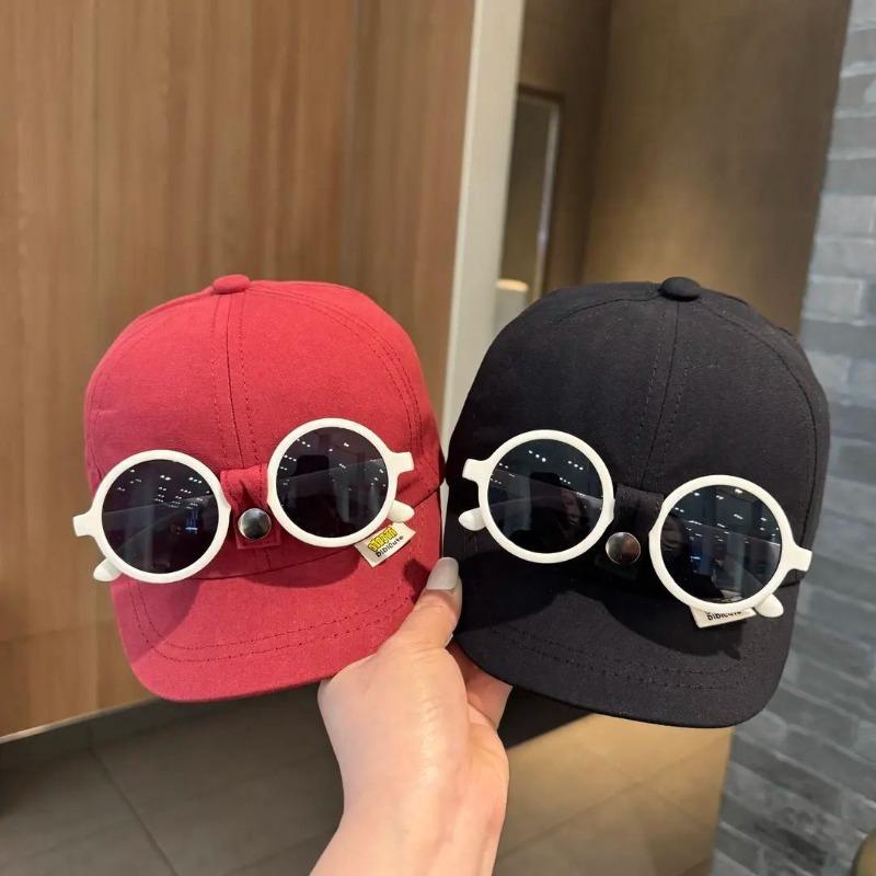 Detachable Glasses Baby Baseball Cap. Korean-style Trendy Design for Boys&Girls,Spring Must-have.Sun-shading Brim,Cute&Versatile