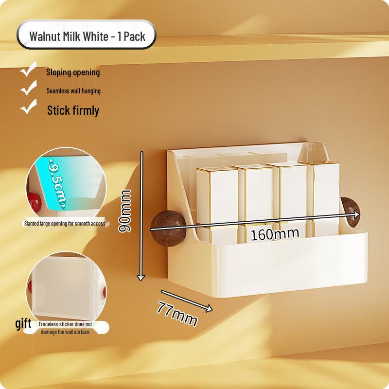 Caja de Almacenamiento para Baño Montada en la Pared sin Taladro con Espejo abatible y Portacotones con Tapa antipolvo.