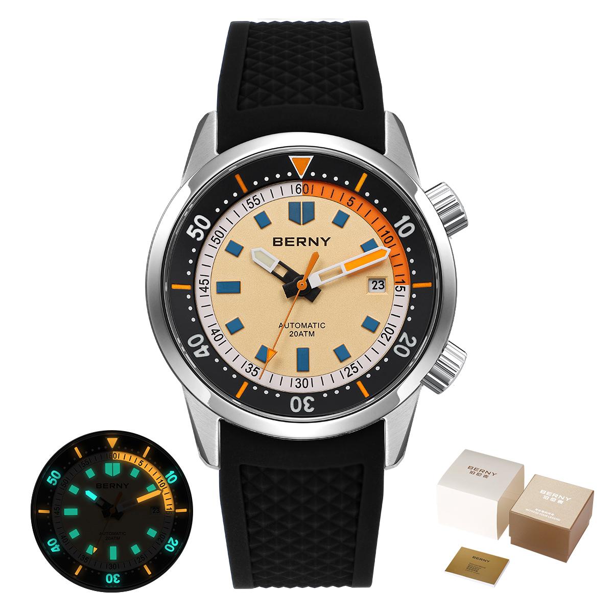 BERNY Men`s Dive Watches 200M Waterproof