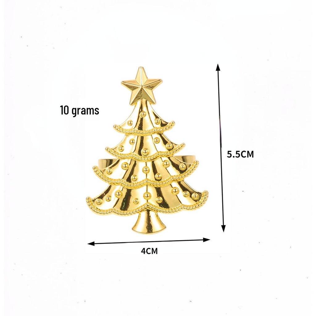 Metal Christmas Tree Napkin Rings - Silver Gold Holiday Table Decor