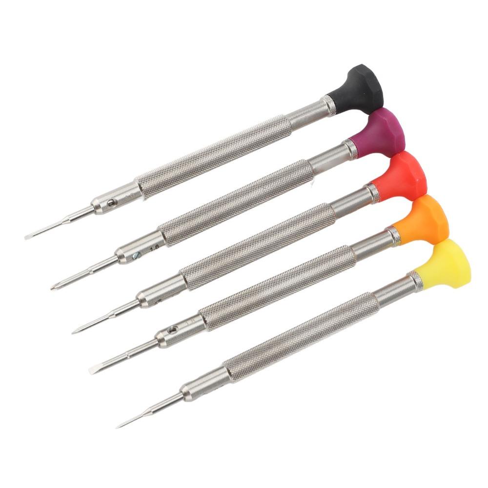 5Pcs Micro Mini Precision Screwdriver 5 Blades Non-slip Eyeglass Tool Cross & Flat Boxed Watch Repair Kit Strap Disassembly