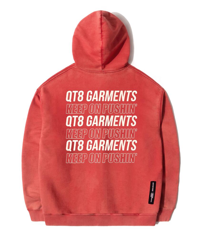 Qt8 Garments Oc Slogan Washed Zip-Up Hoodie (Red)
