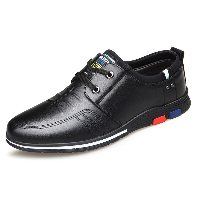 

2025 Four Seasons Men s Casual Hollow Shoes Lace-Up Men s Shoes British Trend Leather Shoes 38 чёрный