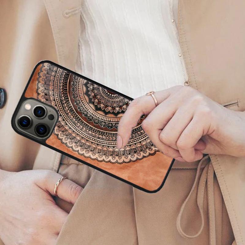 

Mandala Wood Floral Magnetic Phone Case For APPLE iPhone 17 Air 16 14 13 12 Pro Max 15 Plus Wireless Charge With MagSafe Cover iPhone 14