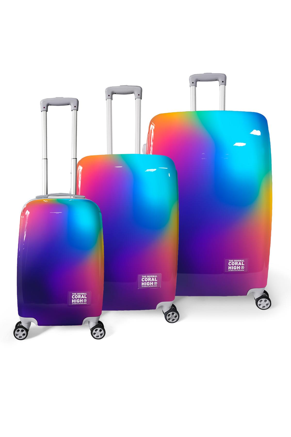 

Набор чемоданов из ПК из 3 предметов кораллового цвета с ярким узором 16820