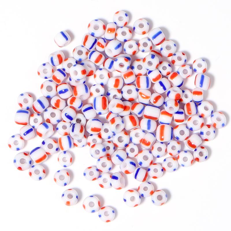 

10g Acrylic Watermelon Rice Beads 4mm Stripe Pattern Loose Spacer Seed Bead for DIY Bracelet Necklace Jewelry Making Material 4mm(Apx 130pcs)