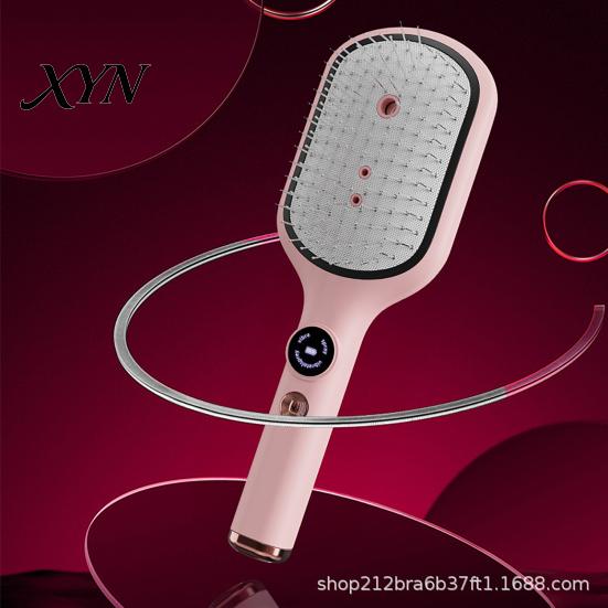 Hair Smoothing Spray Brush Electric Massage Brush, USB Rechargeable Misting Air Cushion Anti-static Anti-Frizz Detangler Steam Comb for Dry
