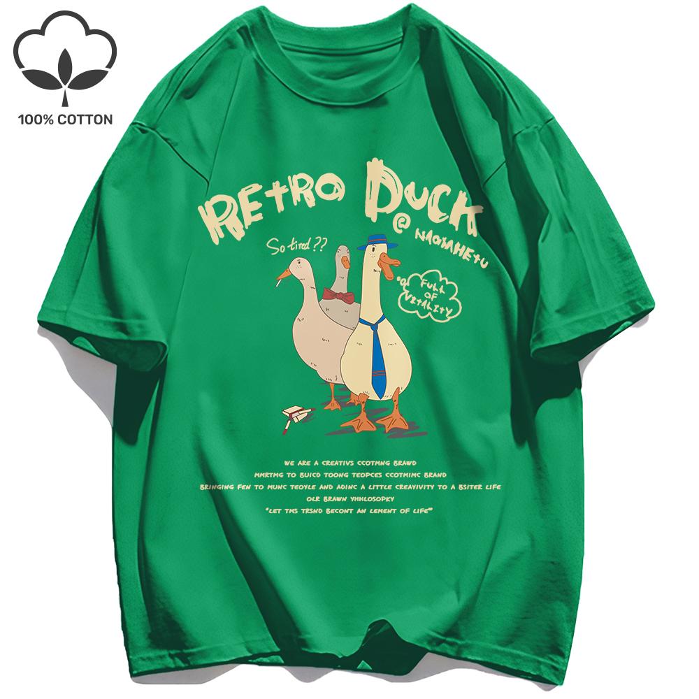 

Мужские футболки с ретро-принтом утки, свободные, хлопковые, дышащие, с коротким рукавом, модная одежда, летний мягкий базовый топ унисекс L
