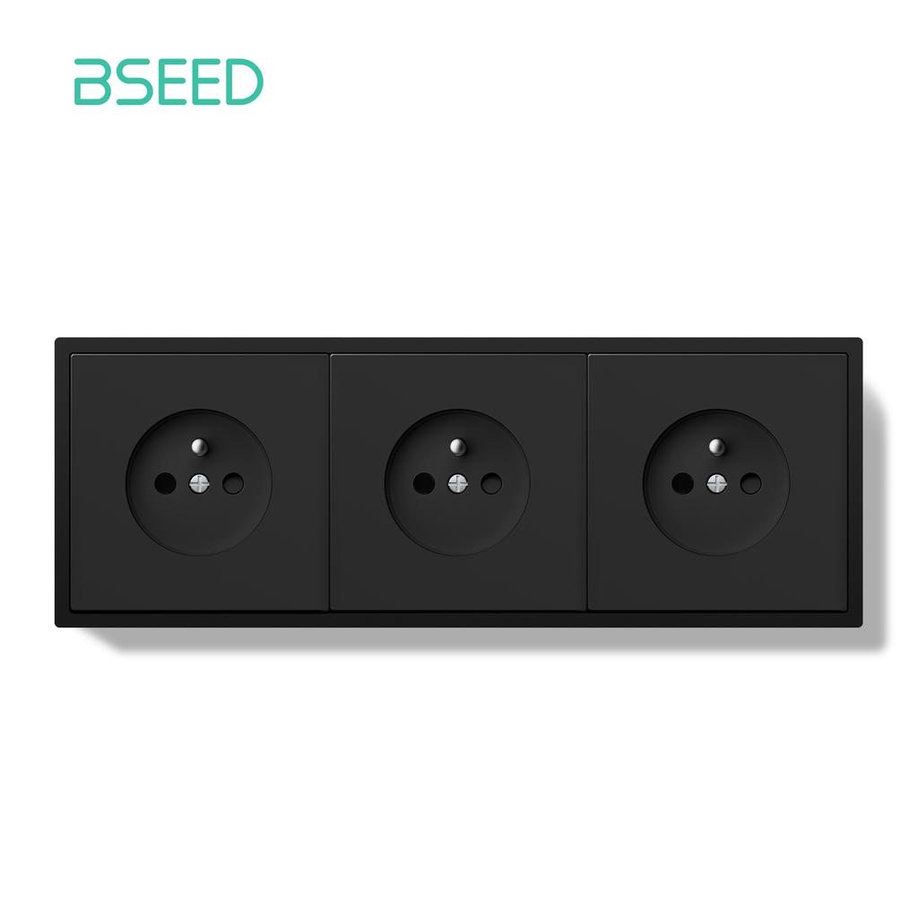 BSEED Single Power Socket Double Wall Sockets Triple Electric Outlets Four French Sockets Matte Plastic Panels Multiple Sizes