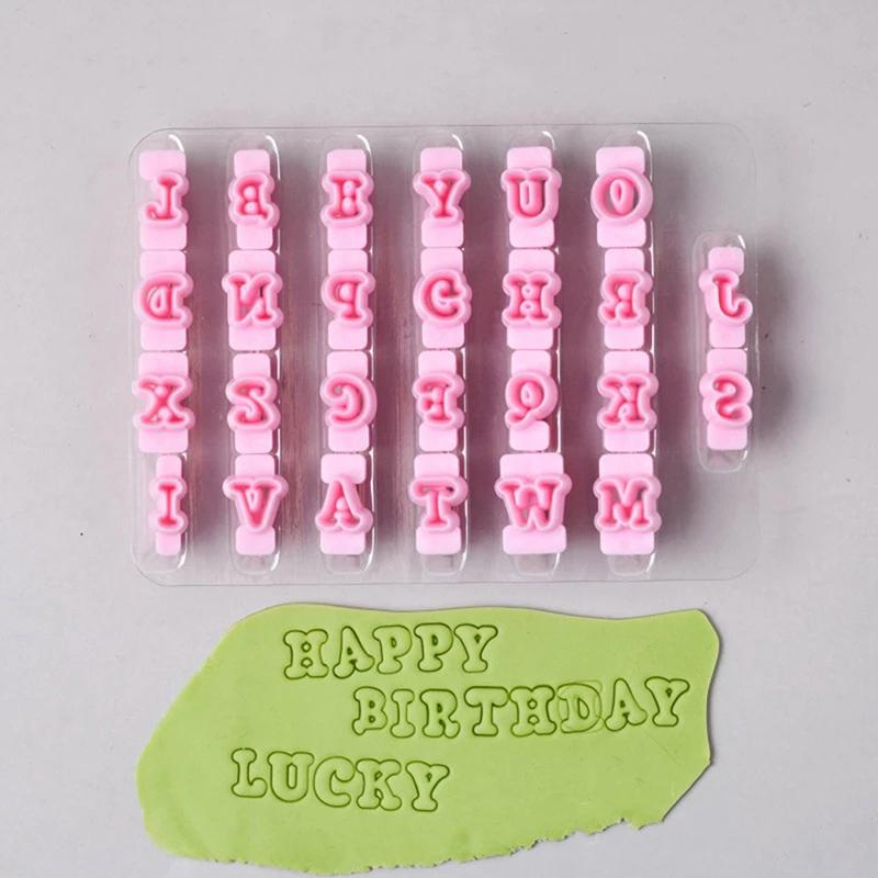 Diy Alphabet Cake Mold Letter Cookies Cutter Words Press Stamp Embossing Mould Plastic Letter Fondant Cake Biscuit Baking Mould