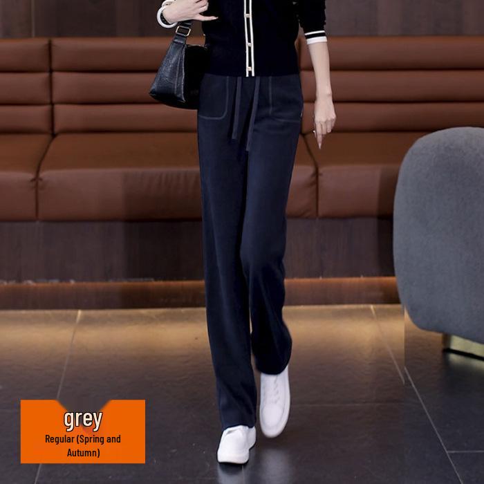 

Женские брюки с высокой посадкой, облегающего кроя, с широкими штанинами, из бархата или небархатные, для весны, осени и зимы - Повседневный, свободный крой и прямой силуэт. 2XL