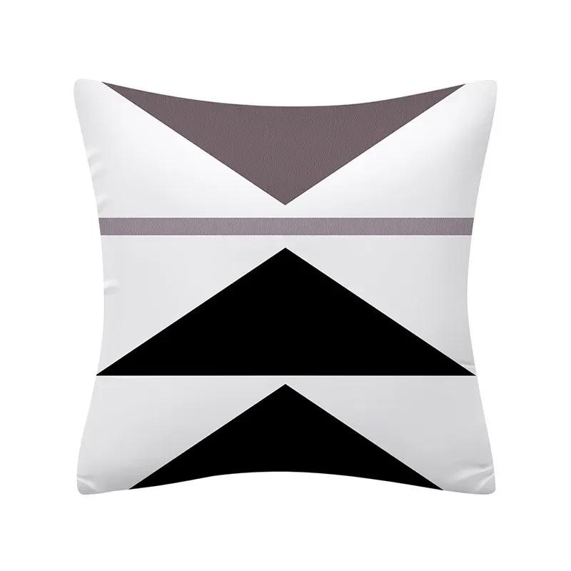 Black White Geometric Pattern Cushion Cover Polyester Sofa  Upholstery Pillowcase Home Decor
