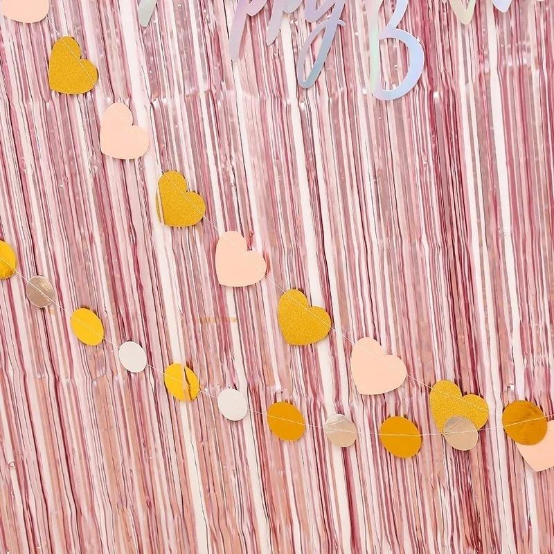 

1 пакет 1x2 м матовая золотисто-серебристая металлическая фольга бахрома блестящий занавес дождь декор свадебный декор фон для фотосъемки праздничные атрибуты