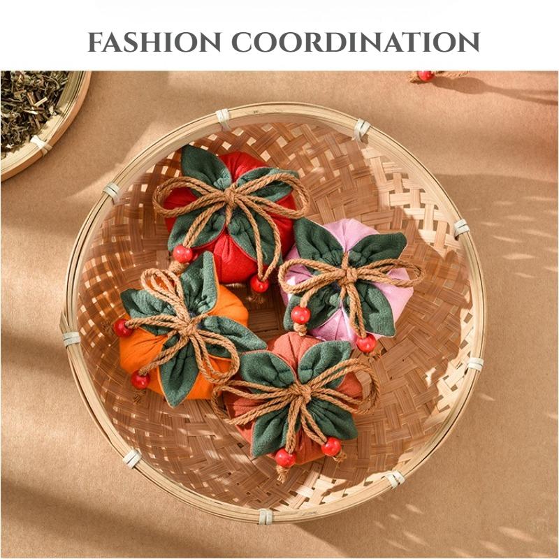 3pcs/2pcs Bag with Persimmon Pendant,Can Be Hung On Rearview Mirror or Car,Lucky Charm Empty Bag Material Kit, Mini Storage Bag