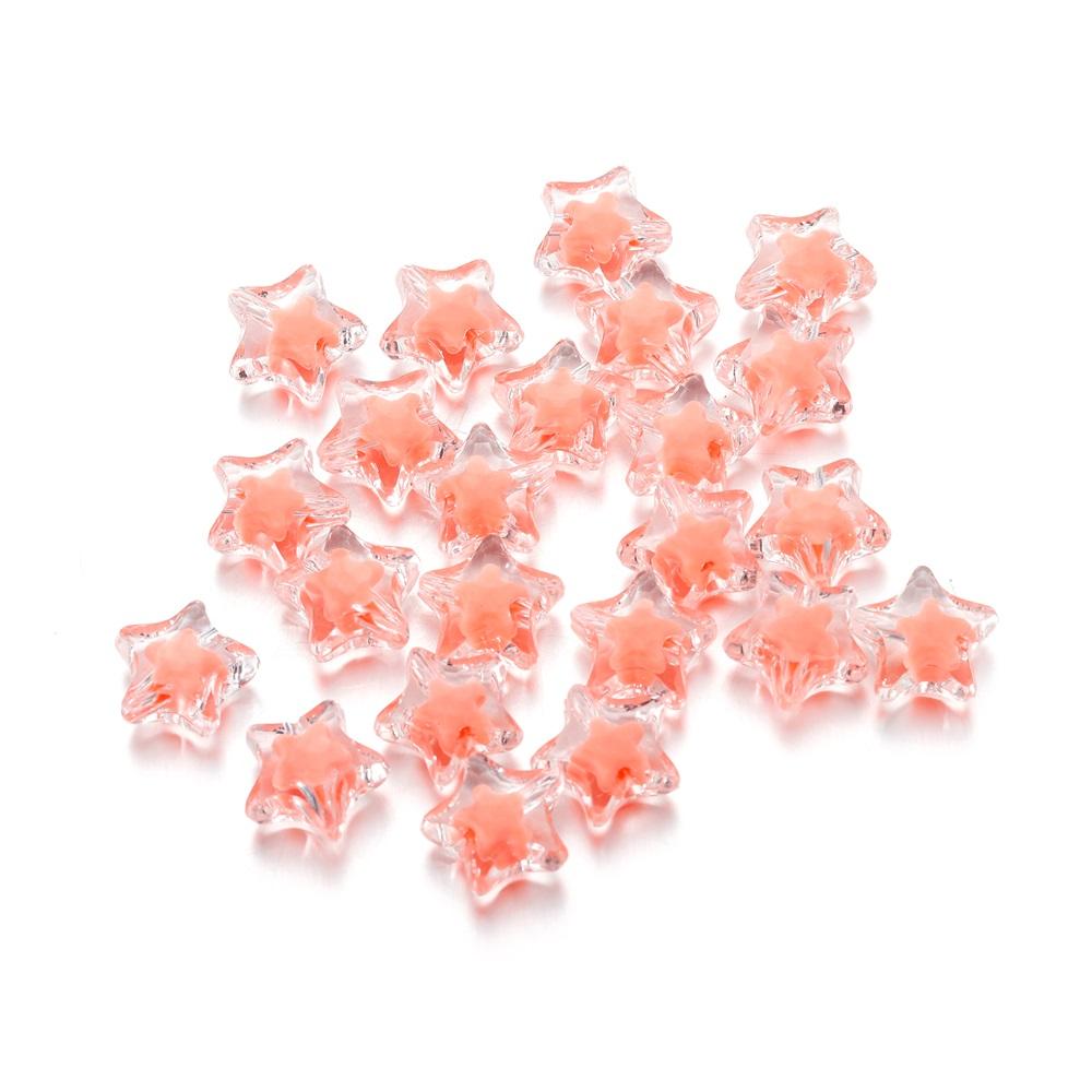 

20Pcs/Lot Transparent Five-pointed Star Shape Acrylic Charm Spacer Loose Beads for Jewelry Making DIY Bracelet Accessories S оранжевый