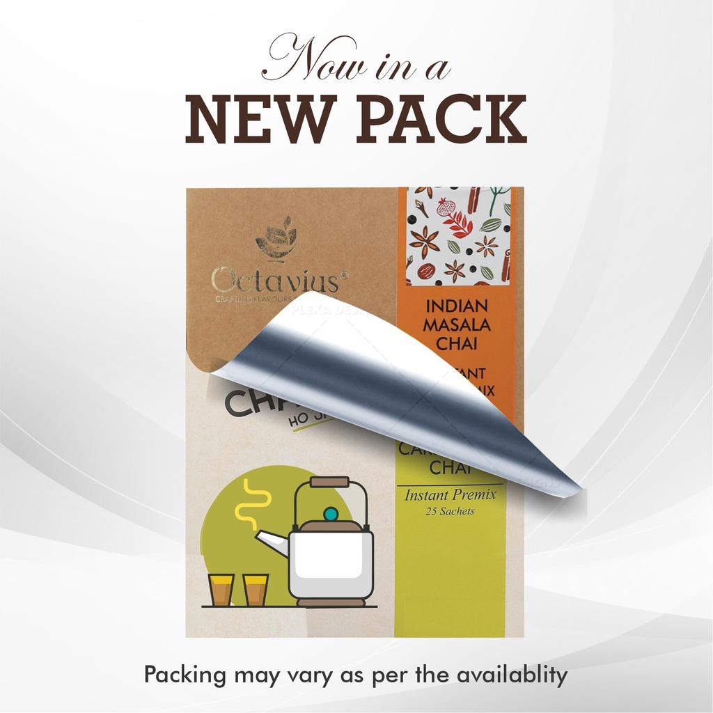 Octavius Indian Masala & Cardamom Ready Tea Economy Pack (2 in 1) - 50 Sachets,?750 Grams