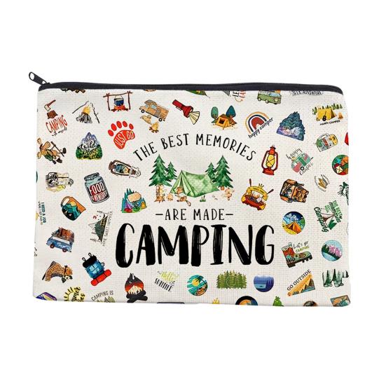 Makeup Bag, with Smooth Black Zipper, Colorful Pattern Printed, Large Capacity Canvas Storage Bag, for Travel Cosmetic Coin Key