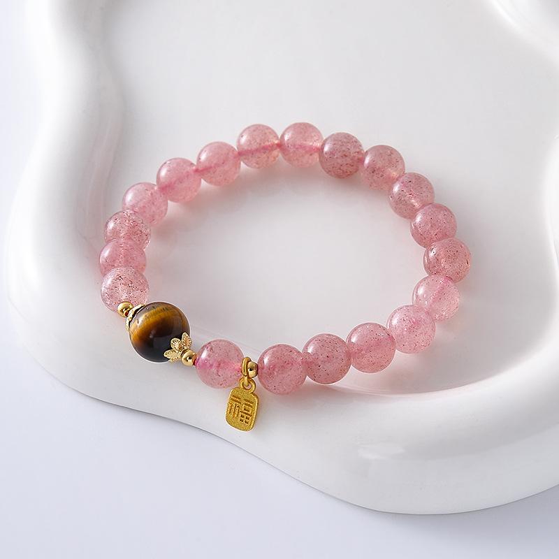 Strawberry crystal bracelet, shell flower pearl amethyst bracelet. Bangles Women Fashion Jewelry accessories Gift