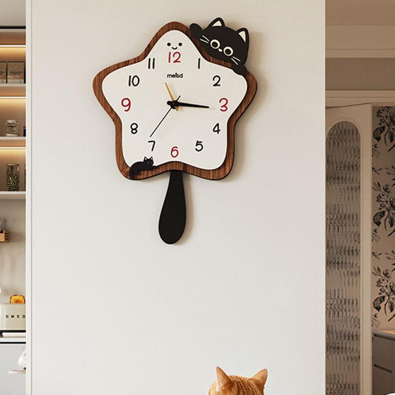 Minimalist Cat Wall Watch Xenomorph Bedrooms Cute Wooden Wall Watch Aesthetic Interior Relogio De Parede Ornaments Home Decor
