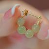 Elegant French Retro Hetian Jade Earrings: Unique Cold Style Design for Women
