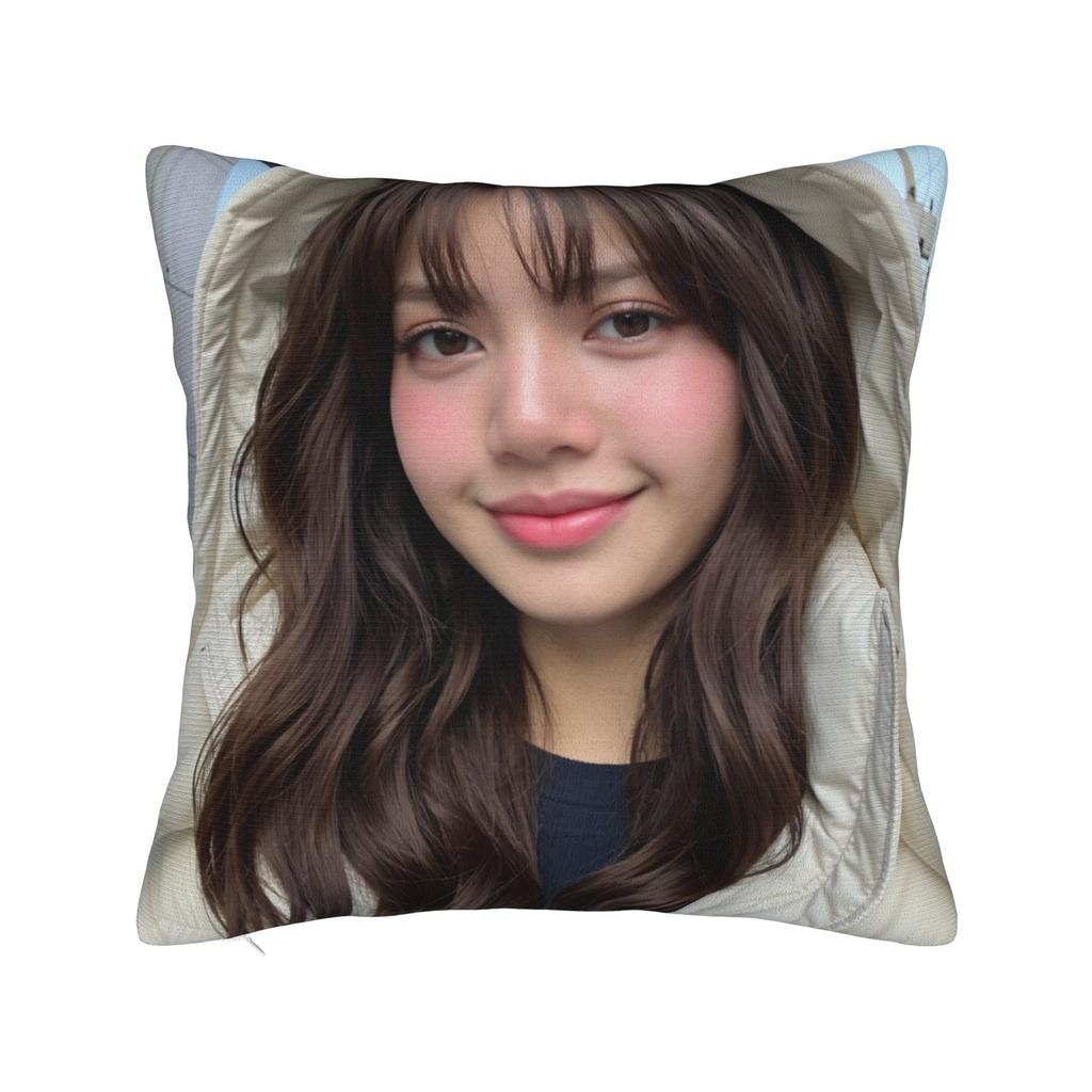 Kpop Style Cool Girl Lisa Pillow Case Vintage Pillow Cover Comfy Pillowcases For Living Room Sofa