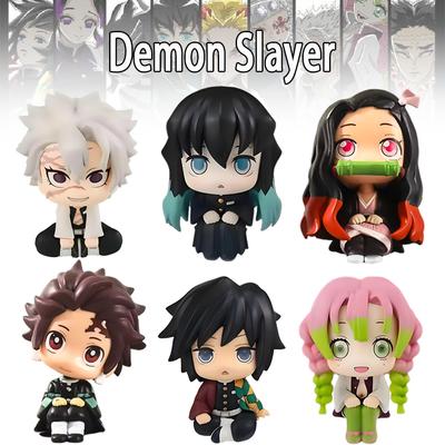Anime 6pcs Demon Slayer Anime Figures Iguro Obanai Tokitou Muichirou Kawaii Action Collectible Model Figures Toys Children Gifts