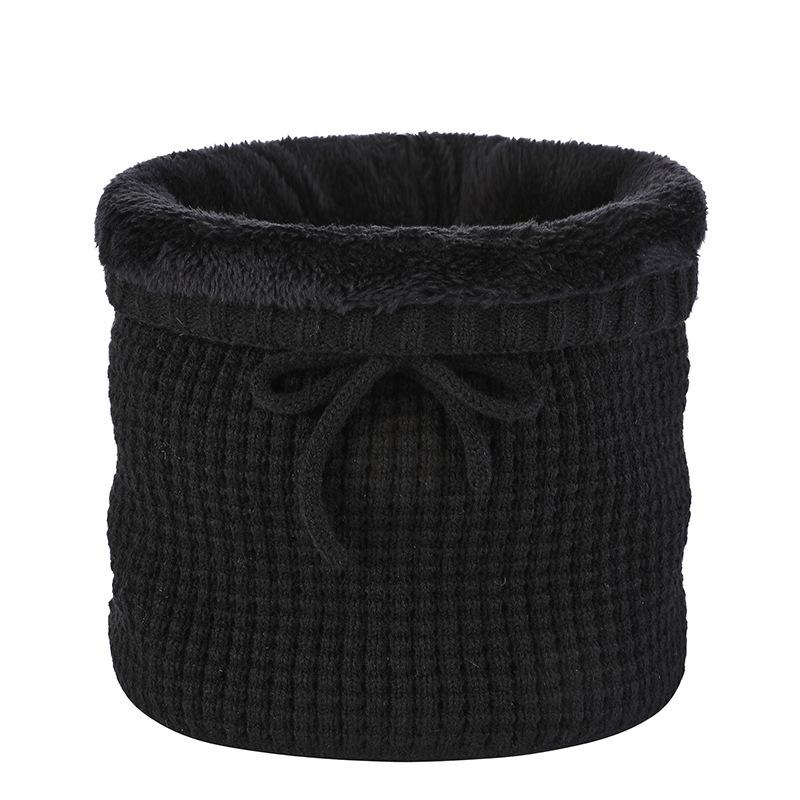 

Вязаный теплый шейный платок, повседневный модный шарф двойного назначения, пуловер, шапка, шарф, флисовый шарф чёрный
