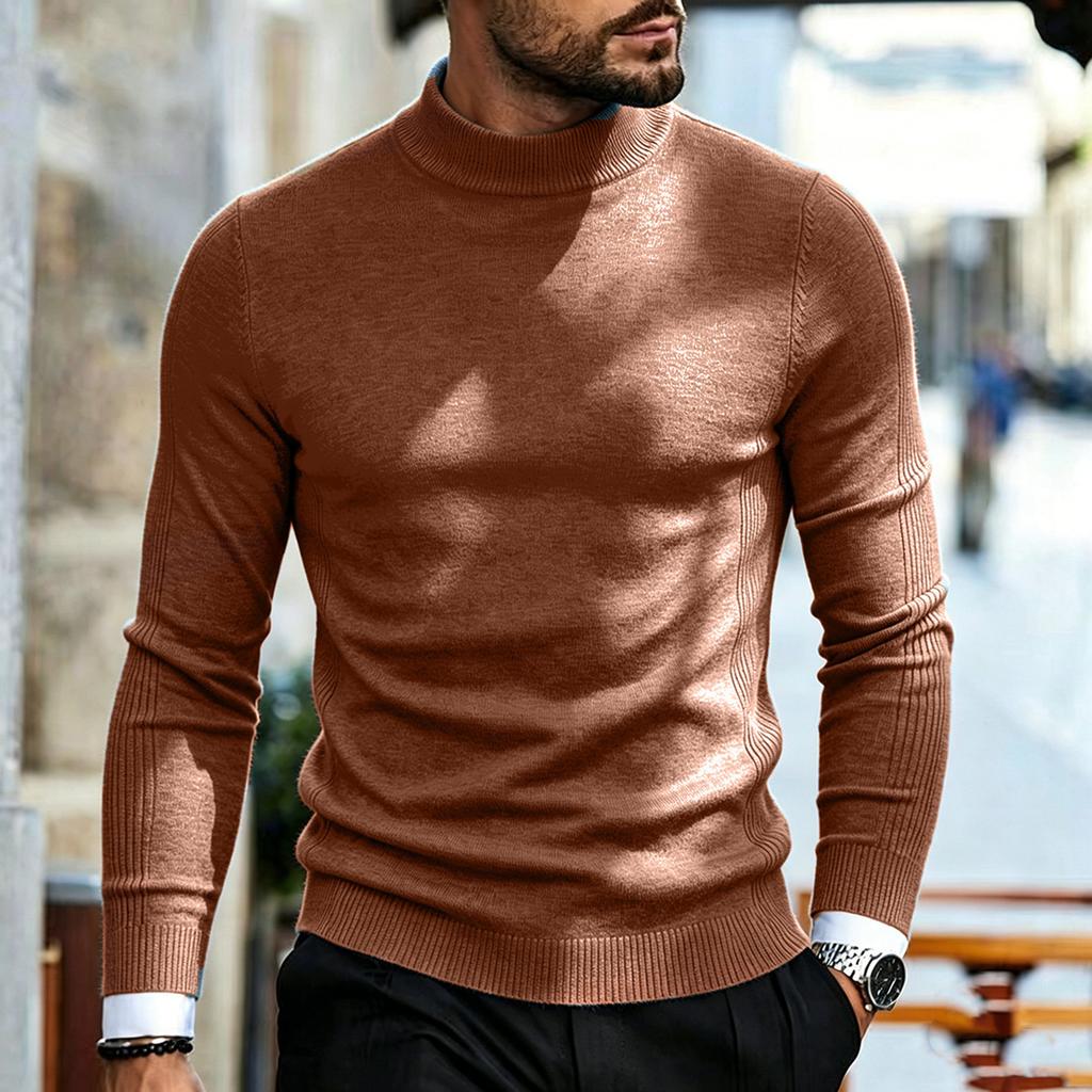 Men's Fall Winter Thick Warm Mock Neck Slim Fit Knit Sweater Pullover, Multi-Color